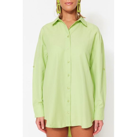 NWT Trendyol Relaxed fit Shirt collar Woven Shirt - Picture 4 of 12